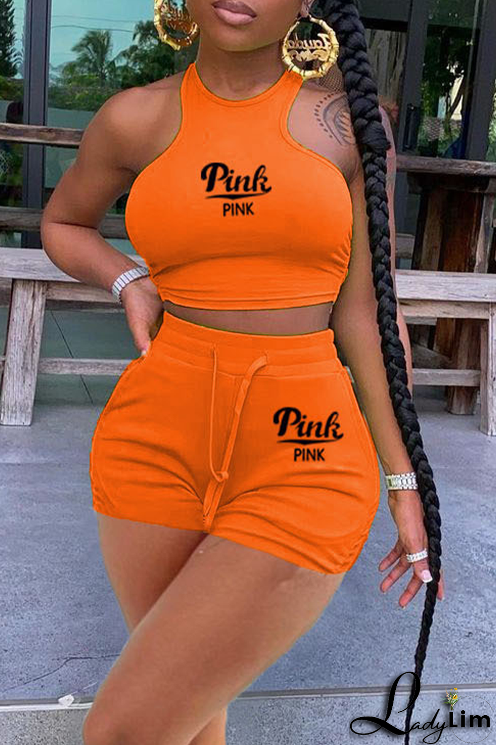 White Fashion Print Patchwork O Neck Sleeveless Two Pieces