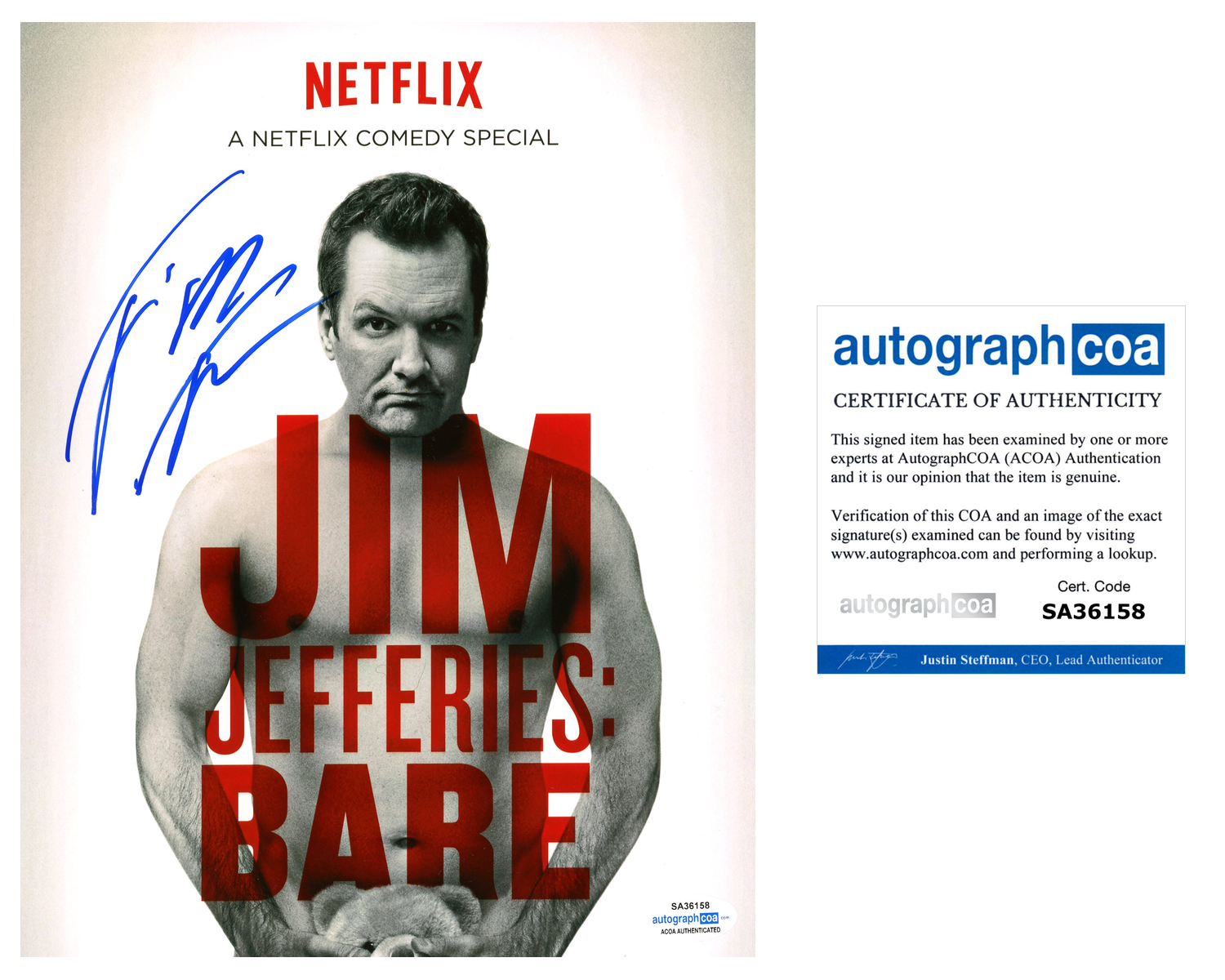 Jim Jefferies Signed Autographed 8x10 Photo Poster painting Comedian ACOA COA