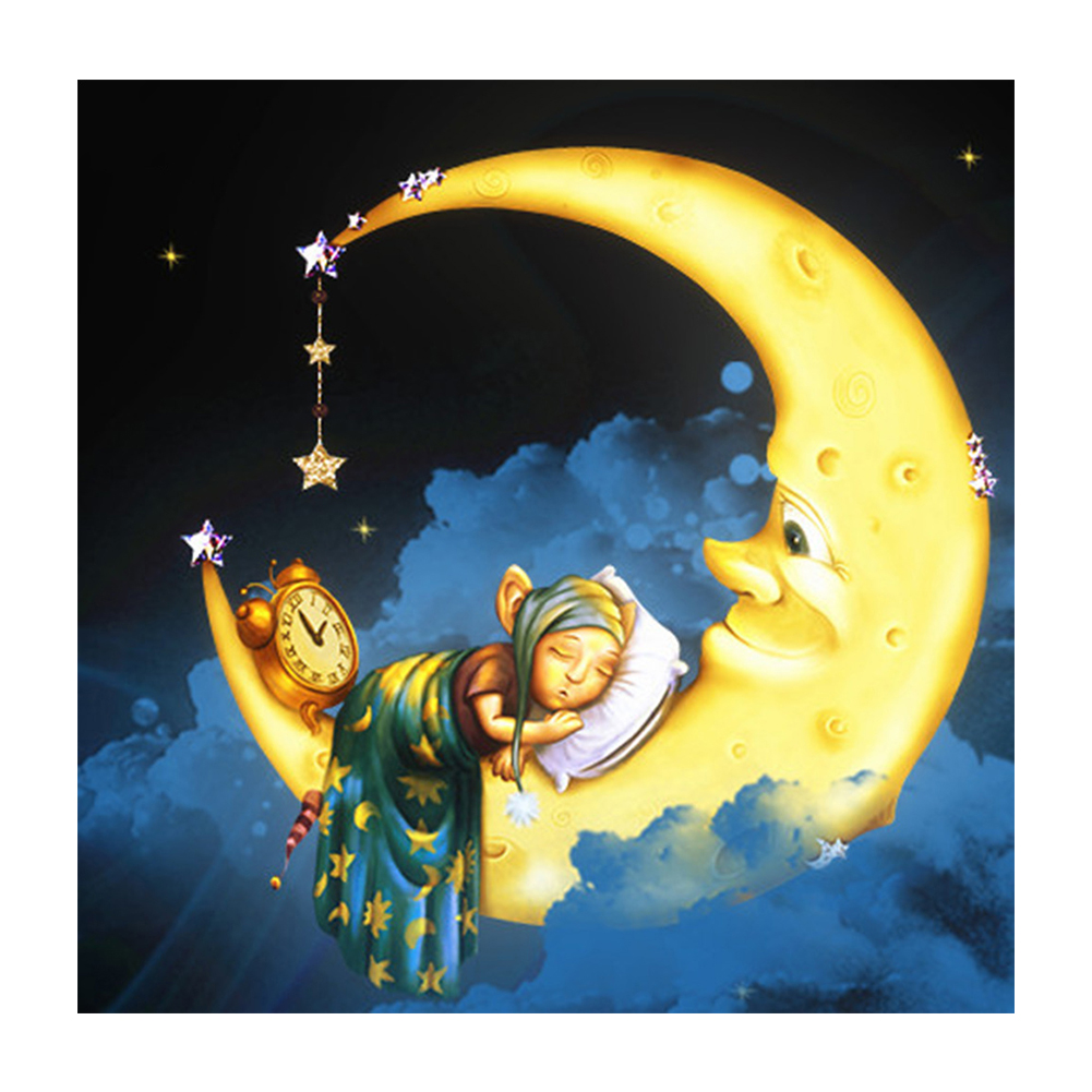 

Girl On Moon - Round Drill Diamond Painting - 30*30CM, 501 Original