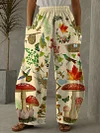 Mushroom Bird Butterfly Print Casual Pants