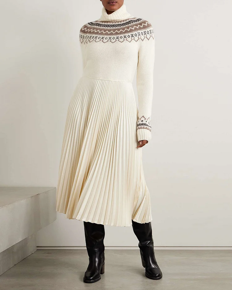 Bluen intarsia-knit and recycled dress