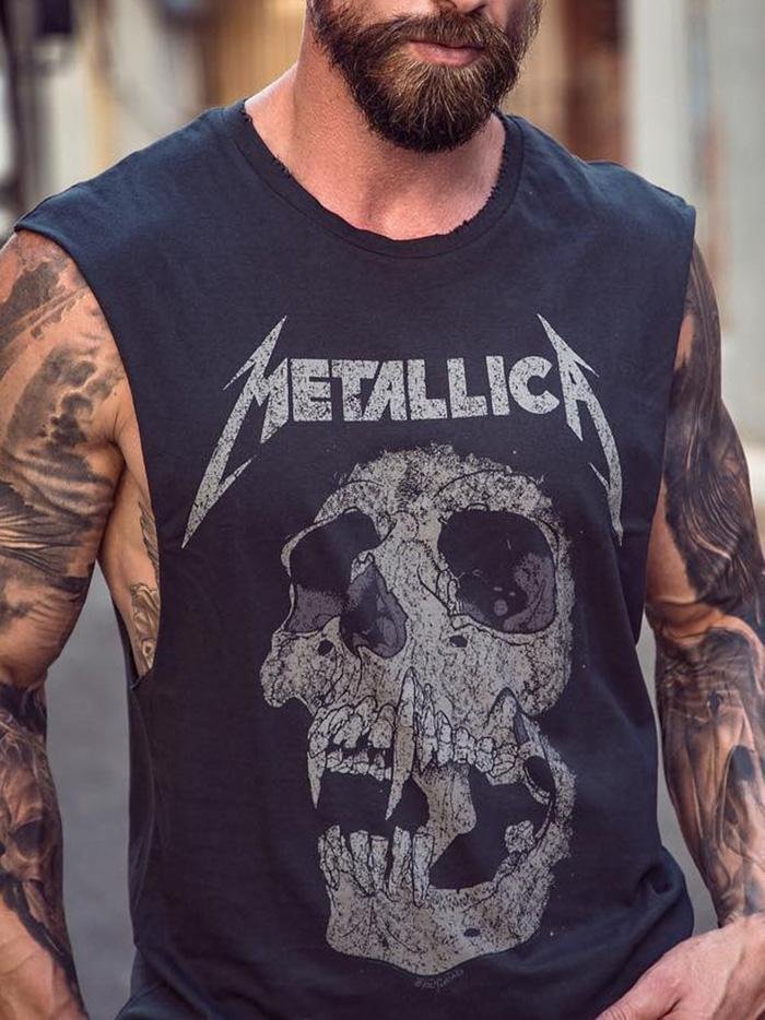 Skull Head Fashion Letter Print Loose Vests