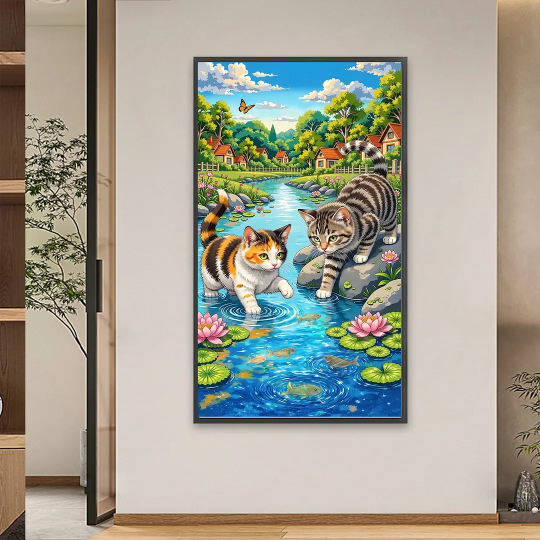Cat 5D Full Round Drill DIY Diamond Painting Kit for Adults 40x70CM