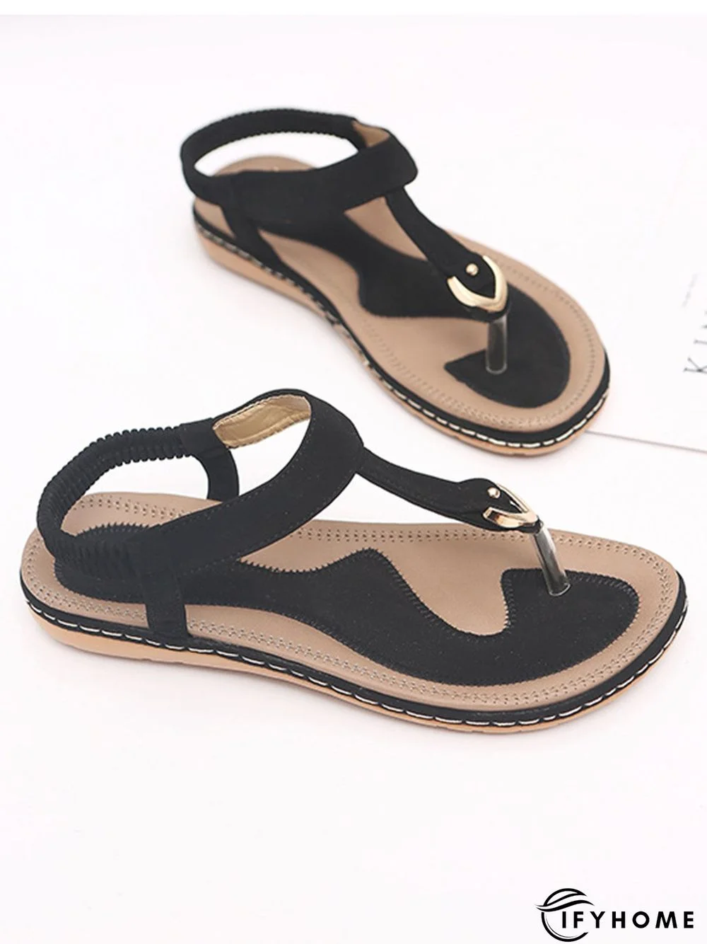 Women's Beach Metal Buckle Trim Flip-On Sandals | IFYHOME