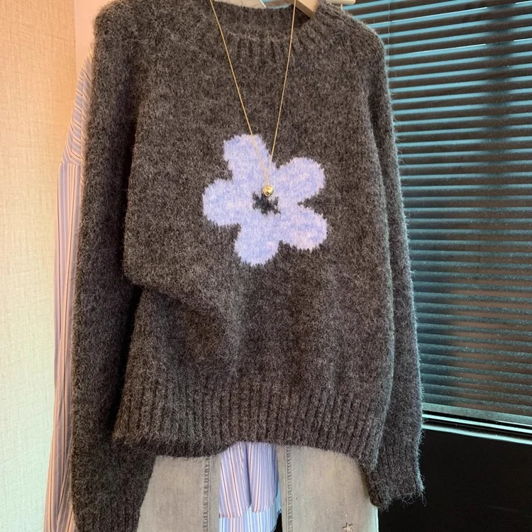 Athvotar Athvotar Girl Knitted Jersey Autumn Winter New Fashion Cut-Down Cute Sweater Top Woman