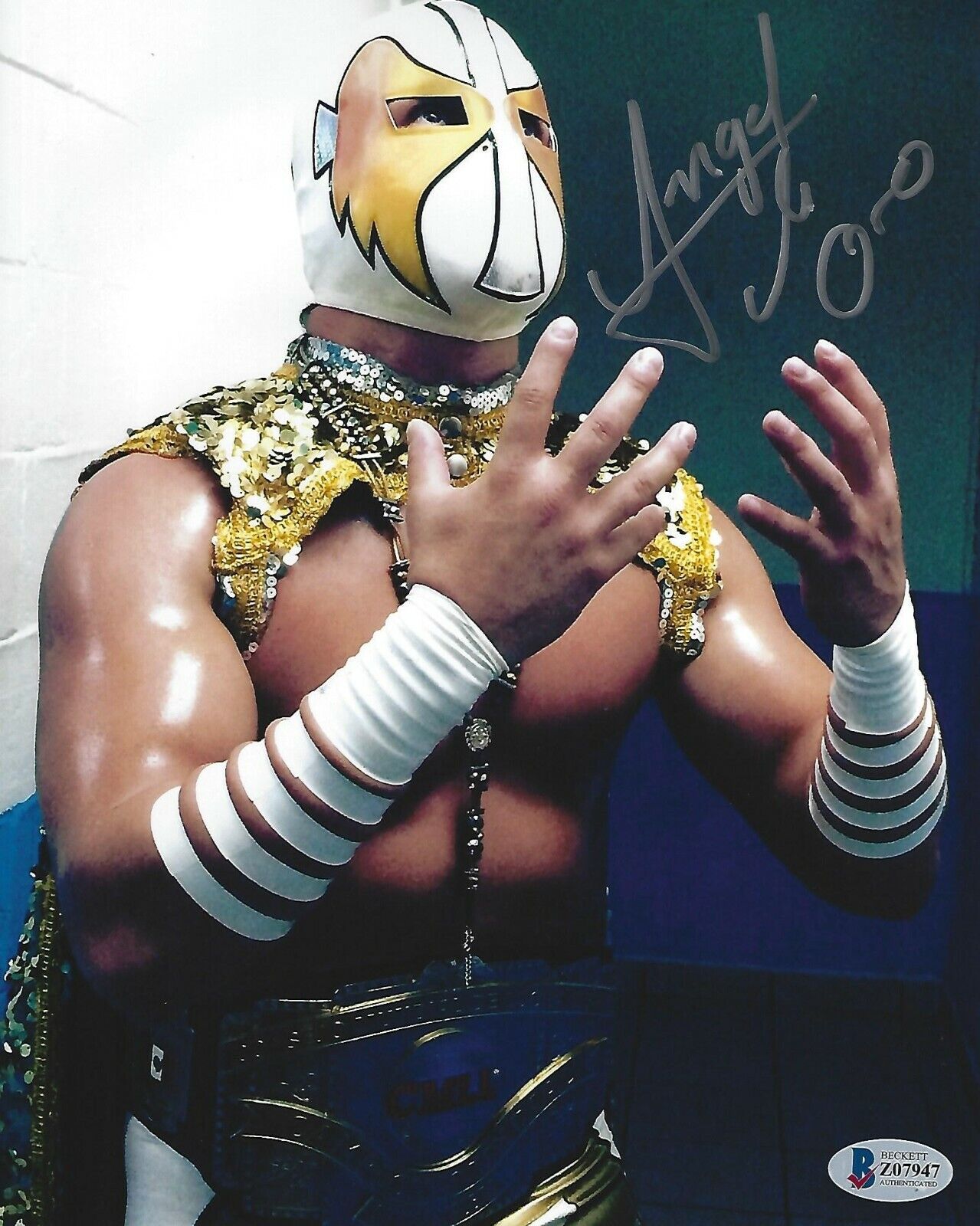 Angel de Oro Signed 8x10 Photo Poster painting BAS COA CMLL Lucha Libre NJPW Picture Autograph 2