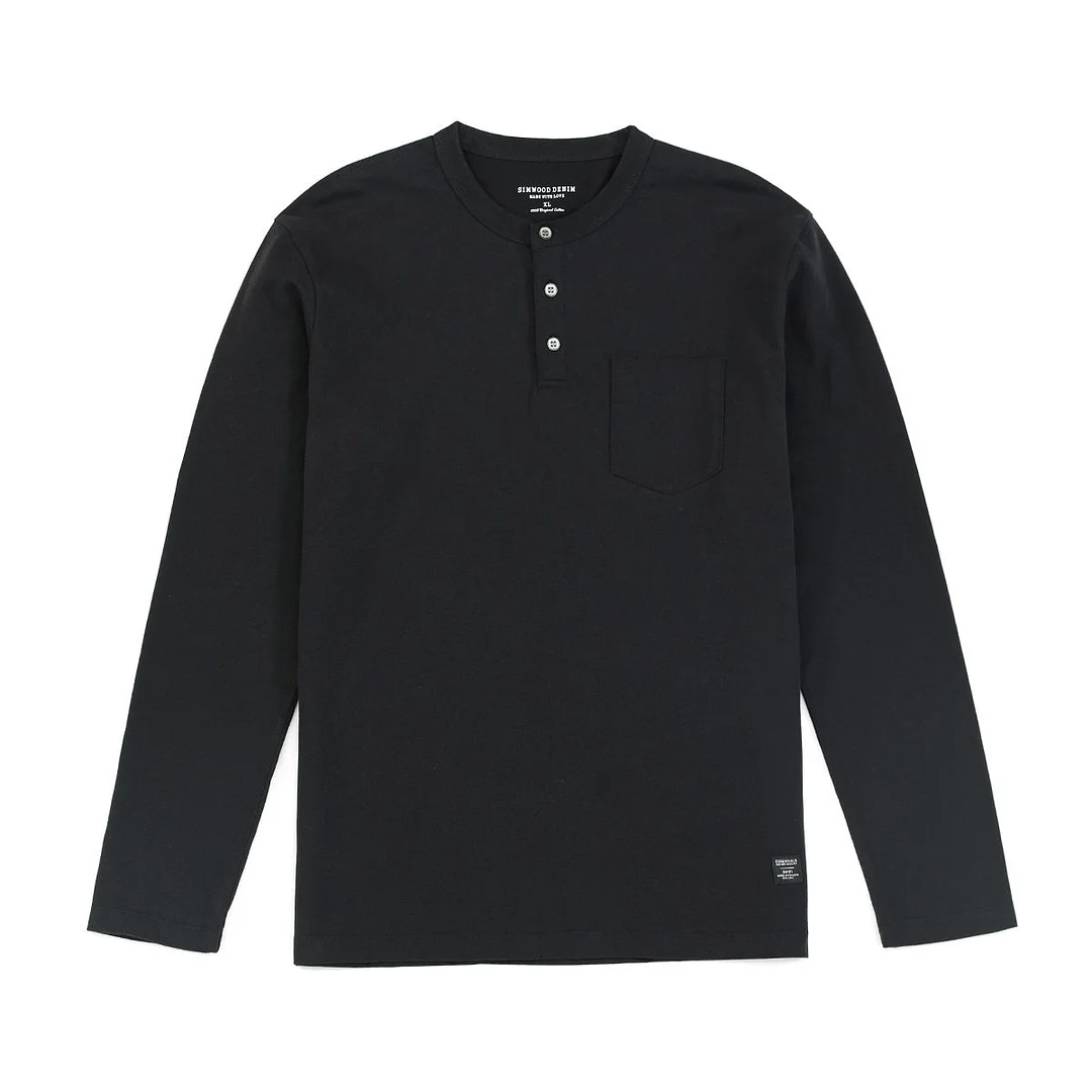 SIMWOOD 2021 Autumn New 100% Cotton Long Sleeve Henley T-Shirt Comfortable Slim Fit Tshirt High Quality Basic Tops SJ131088