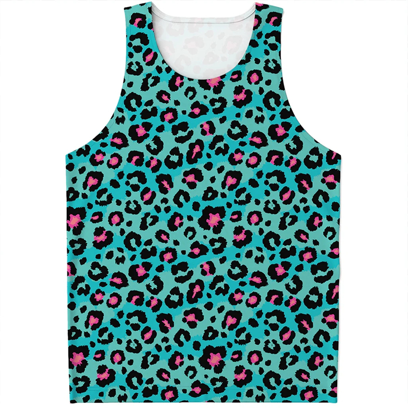 Summer 3D Leopard Men's Sleeveless Shirt Casual Fashion Basketball Quick-dry Vest Gym Clothes Male Tops Men's Fitness Clothing
