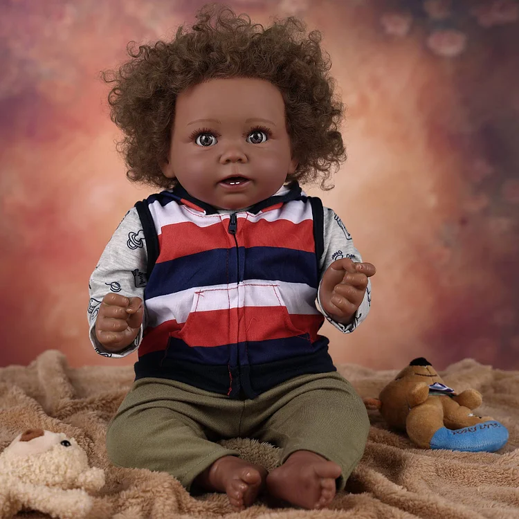 Babeside Stella 20'' Reborns Boy - Real Life Poseable African American Toddler Baby Dolls