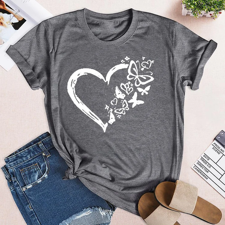 Butterfly Heart T-Shirt Tee --Annaletters