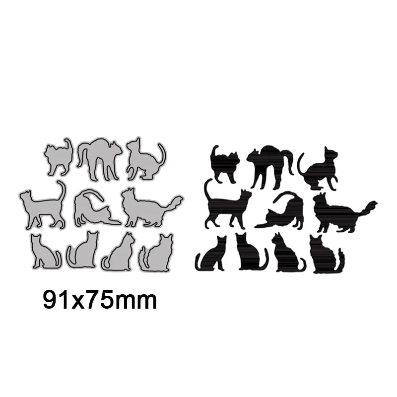 10pcs metal cutting dies cut die mold Animal cat decoration Scrapbook paper craft knife mould blade punch stencils dies