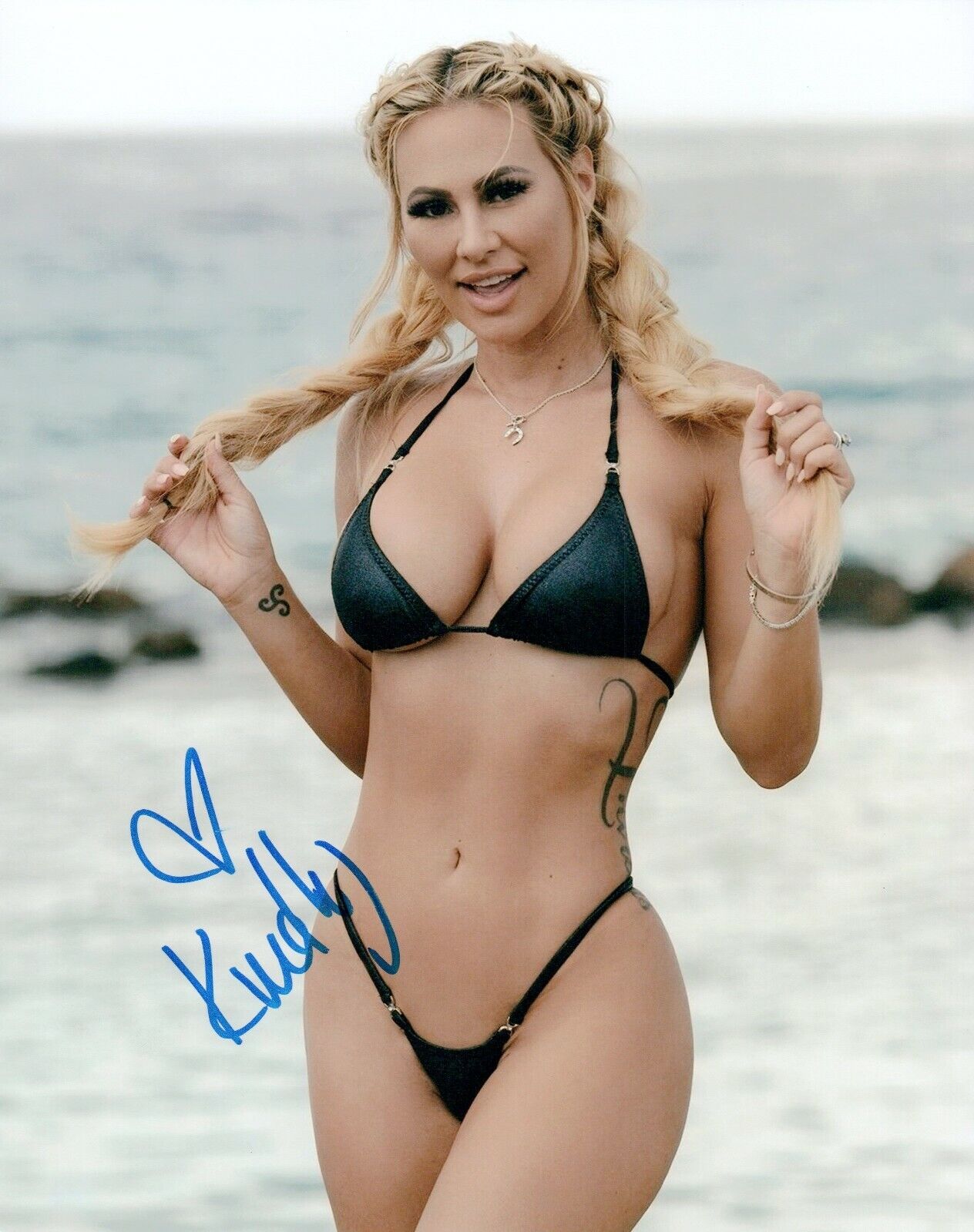 Kindly Myers Super Sexy Instagram Adult Model Signed 8x10 Photo Poster painting COA Proof 13