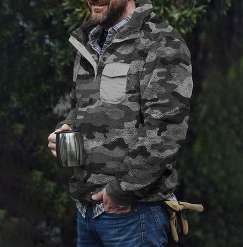 Romanado Fleece Jacket Cow Print Button 