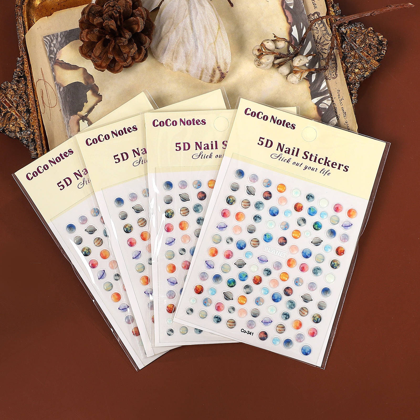 PET 스티커 - 2개/세트 귀여운 젤리 우주 행성 모양 매니큐어 장식