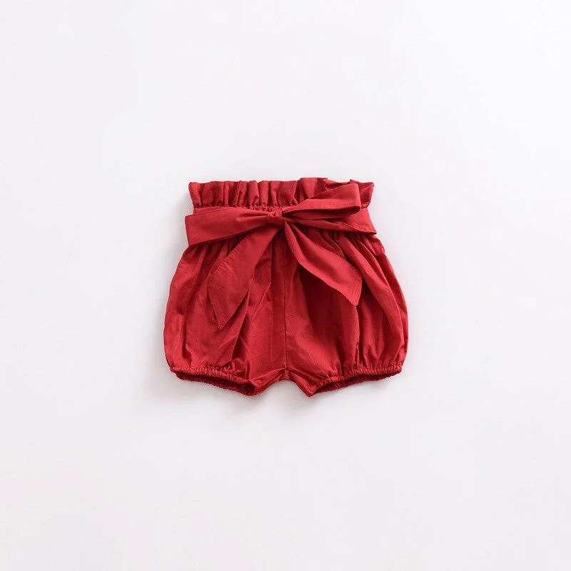 2021 Summer Baby Girls Shorts Bow Knot Ruffle Bread Lanterns Shorts Big PP Pants Girl Shorts Summer Toddler Clothing
