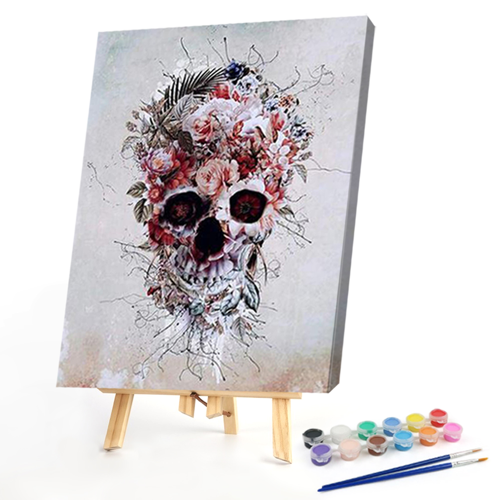 

40*50CM - Paint By Numbers - Flower Skull, 501 Original