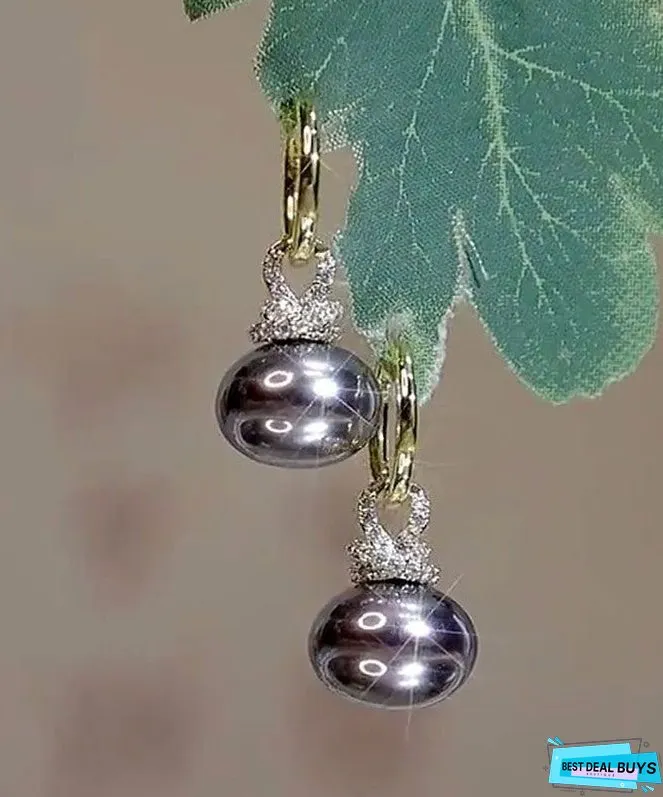 Style Grey Alloy Pearl Zircon Drop Earrings
