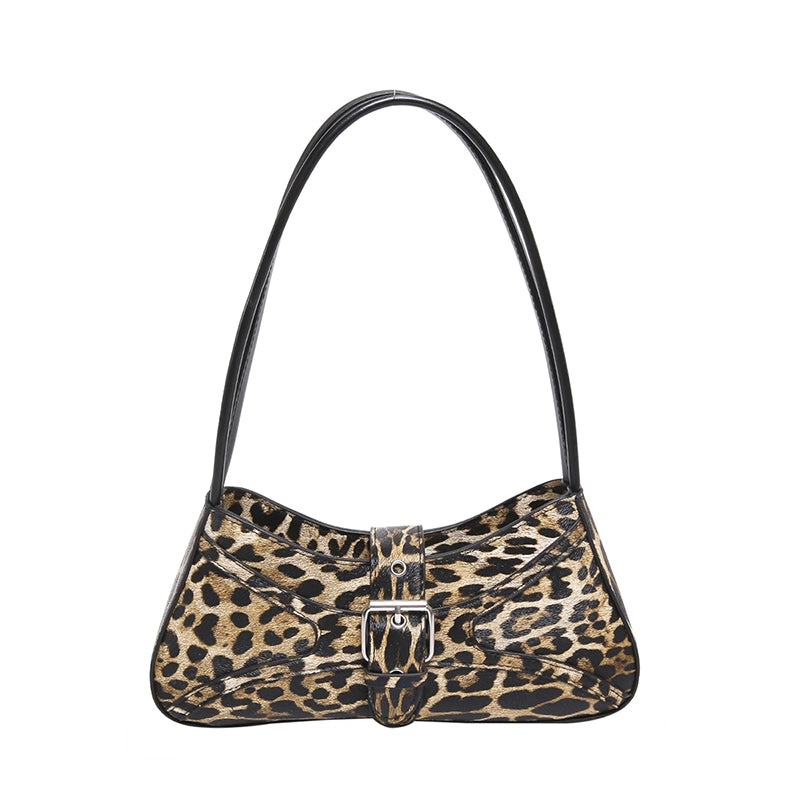 Korean Style French Stick Underarm Bag Leopard Print Fashion Shoulder Bag Trendy Unique PU Leather Leopard Print Bag