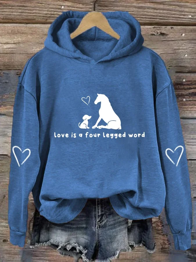 🐴Women's Love Is A Four Legged Word Dog And Horse Print Hoodie