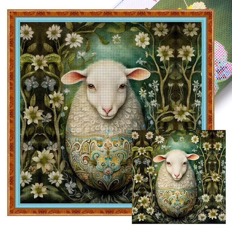 【Huacan Brand】Easter Sheep 11CT Stamped Cross Stitch 45*45CM