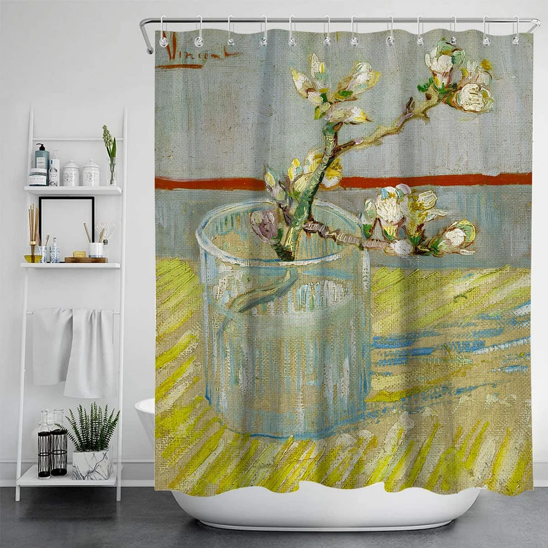 Van Gogh Art Painting Shower Curtains Bathroom 3D Print Waterproof Fabric With Hook Geometric Pattern Decorative Bathtub Curtain