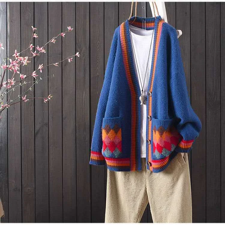Sweater cardigan women's jacket loose Korean style lazy wind outside knit sweater autumn winter new women
