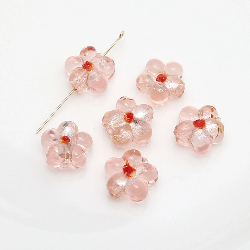 10 PCS/Package 14mm 19mm Glass Flower Jewelry Accessories