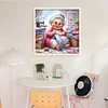 Happy Old Lady Doing Sewing-11CT Stamped Cross Stitch 45*45cm/17.72*17.72in