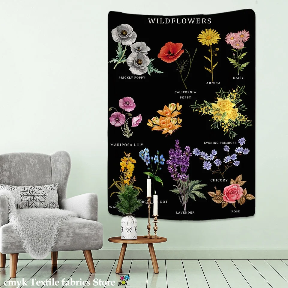 FlowerTapestryTapestryWallHangingDecorHomeRoomWitchcraftHippieMandalaAstrologyWallpaperBedroomDORMTarotSunMoonCustomTarot Sun