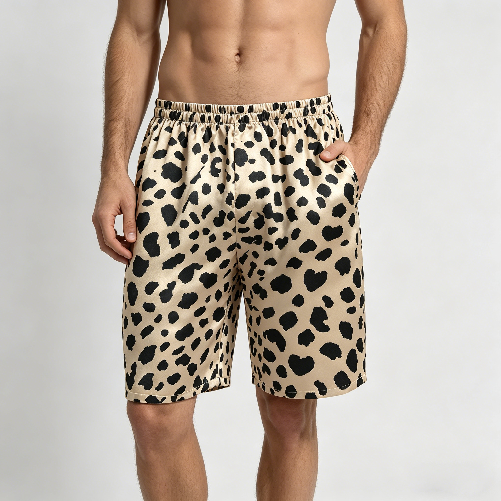 Men's Silk Shorts All-Day Wear for Beach, Home, Sports & Holiday Leopard REAL SILK LIFE