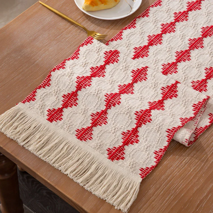New Cotton Woven Table Flag Tassel Colored Festival Decoration Long Table Cloth