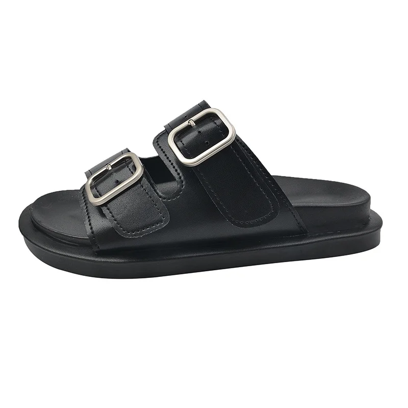 Yyvonne Bottom Roman Slippers Retro Fish Mouth Double Buckle With Casual Flat Beach Cool Slippers Ladies Wearing Slippers Advanced