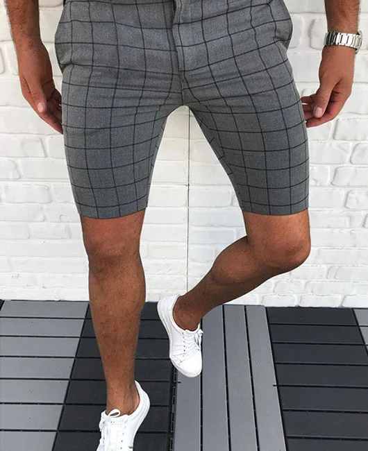 Checkered Slim Fit Side Pocket Casual Shorts 
