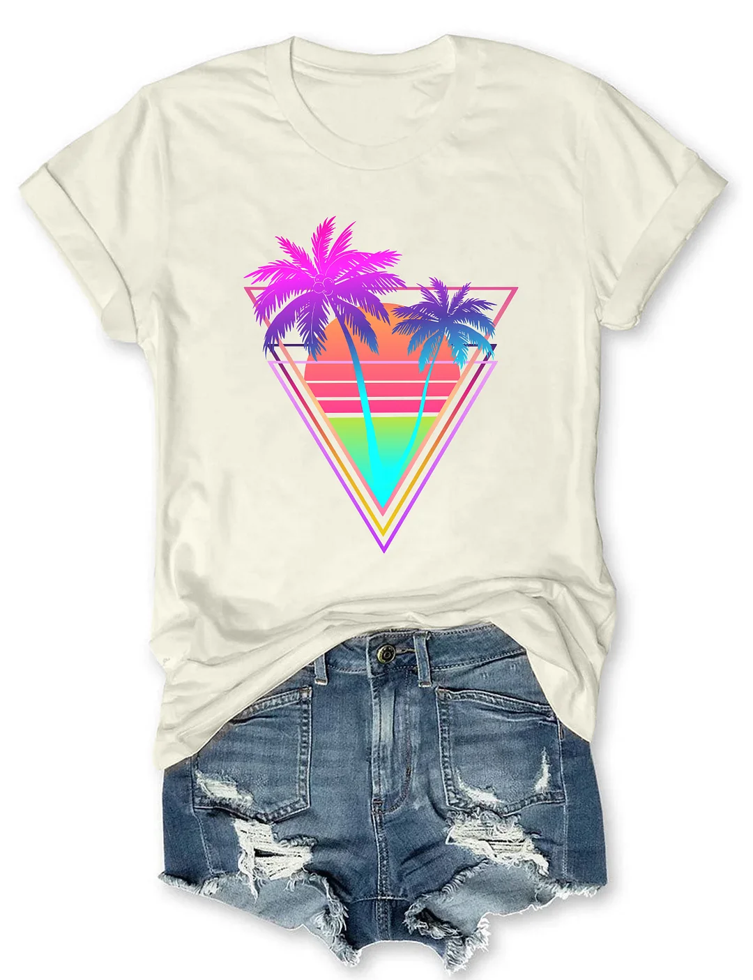 Neon Palm Tree Glow Bright T-Shirt