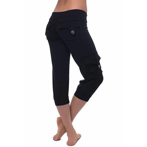 Women Pants 3/4 Joggers  Soft Sweatshirt Fabric, Elasticated Waist, Side pockets, Legs with Ribbed Hems, Sports Trousers