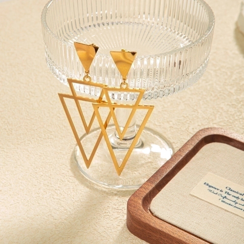 1 Pair Exaggerated Streetwear Triangle Plating 304 Stainless Steel 14K Gold Plated Drop Earrings