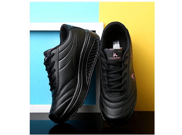 WGZNYN 2022 Platform Sport Shoes For Women Sneakers Pu Leather Breathable Comfortable Fashion Womens Walking Casual Shoes