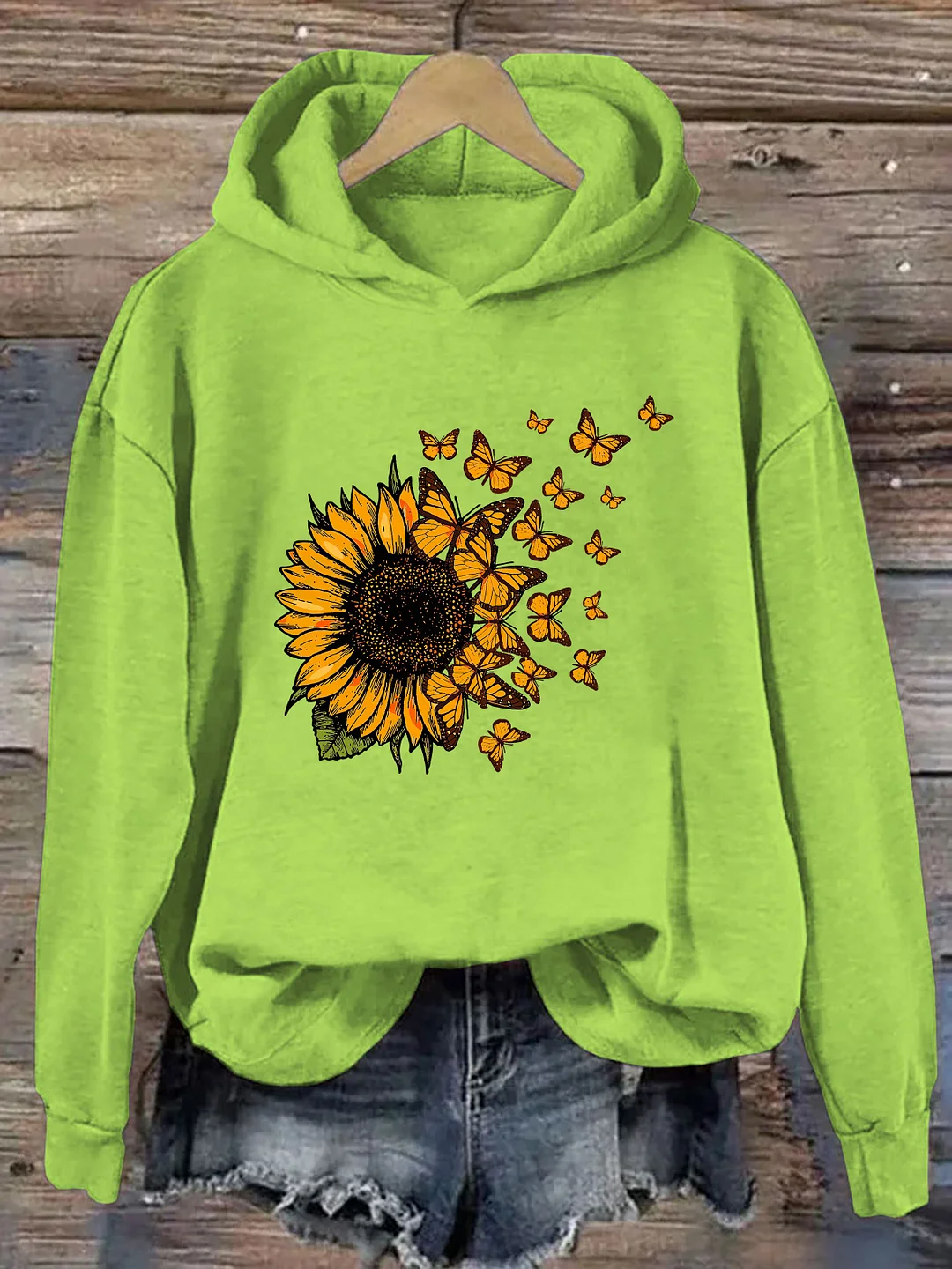 Beautiful Sunflower And Flying Butterflies Hoodie