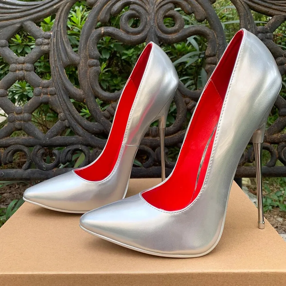 VCshoes Women Silver Rivet Unisex Pumps 16cm Extreme High Heels Silver Stilettos Fetish Pole Dance Wild Party Shoes Colour Customize