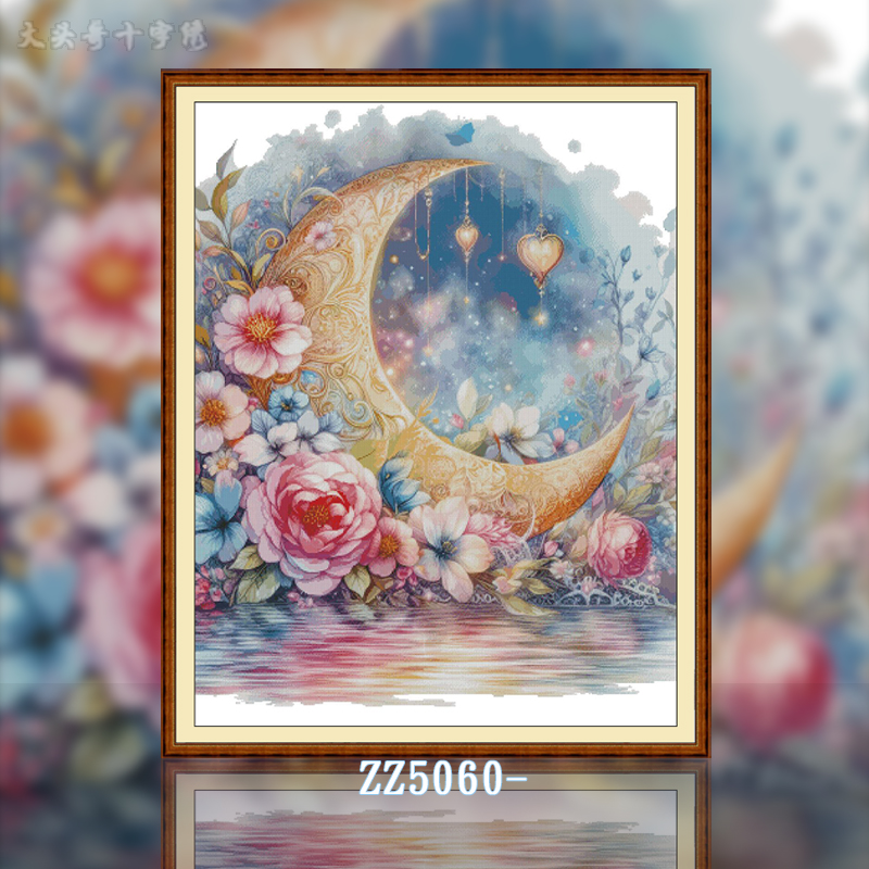 [Metallic Thread] [ZZ5060-Moon Flower Sea]  Painting Fairy Cross Stitch