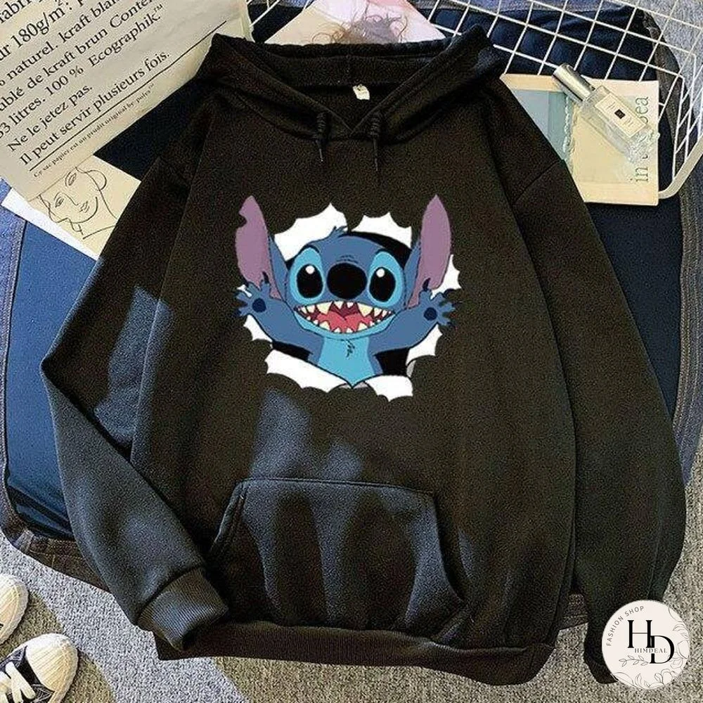 New Hoodie Sweatshirt Women Oversized cartoon Stitch Hoodie couple shirt versatile Sweatshirt Winter Long Sleeve Tops Hoodies