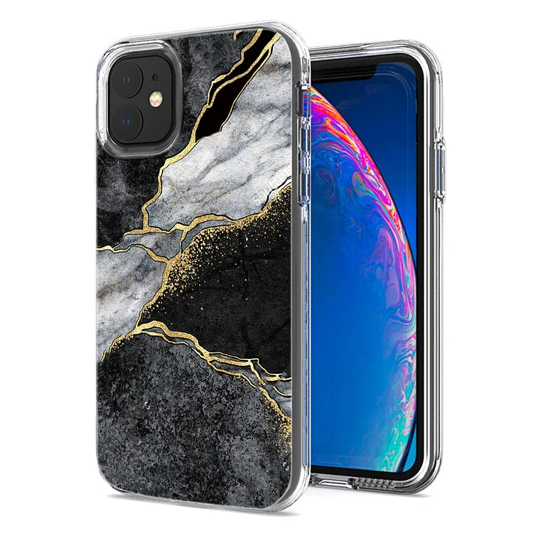 2023 Luxury Electroplated Marble Painted Transparent Protective Case For iPhone