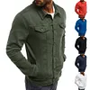Giacca in denim casual da uomo con risvolto abbottonato