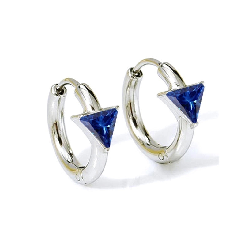 1 Pair Nordic Style Basic Classic Style Triangle Inlay Titanium Steel Zircon Hoop Earrings
