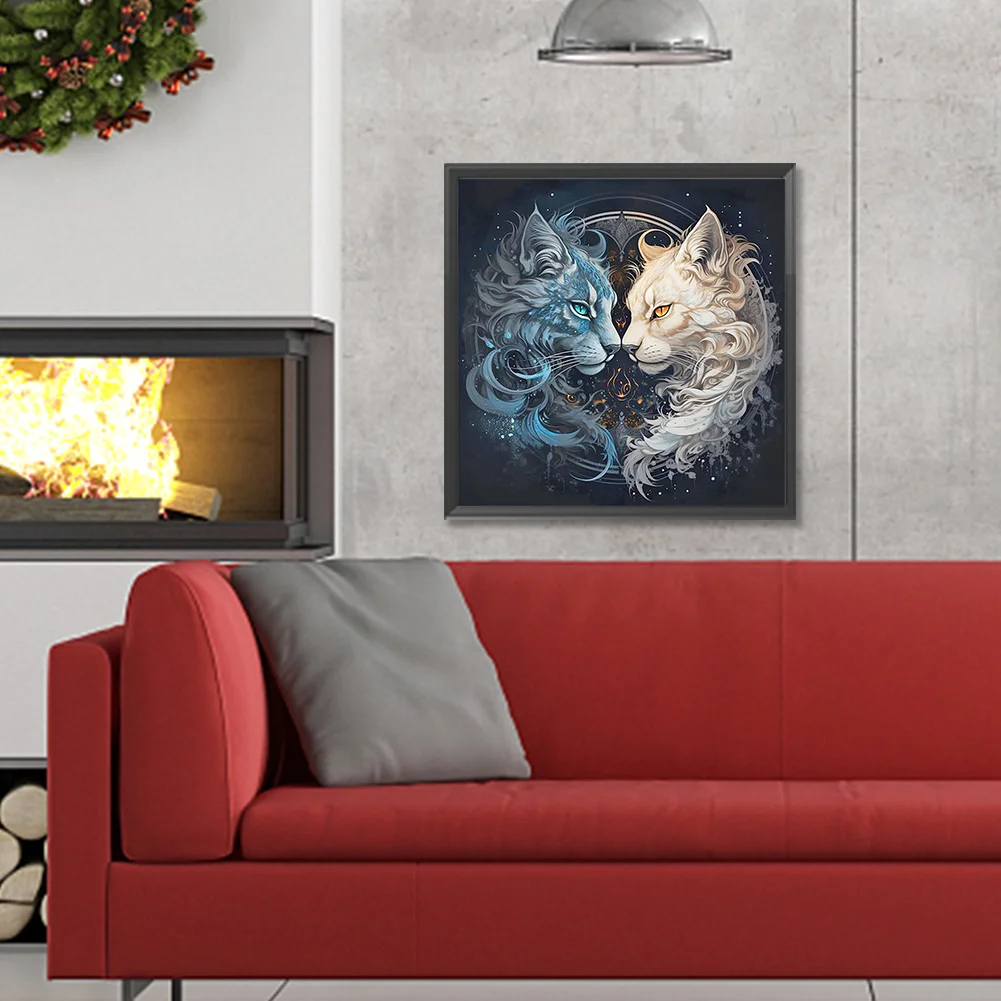 Diamond Painting - Full Round Drill - Yin Yang Cat(Canvas|30*30cm)