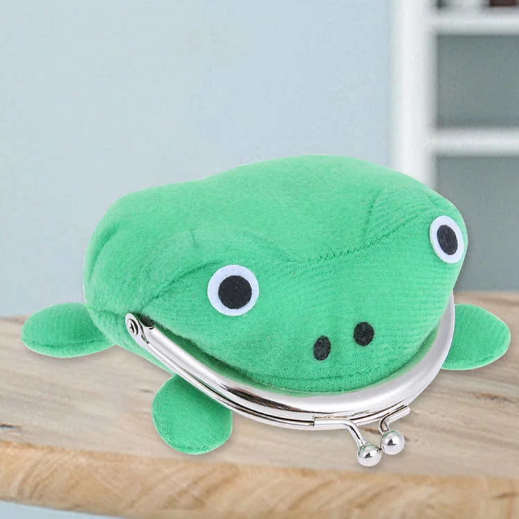 Cartoon Green Frog Change Wallet Cute Coin Pouch Plush for Kids Adults Daily Use