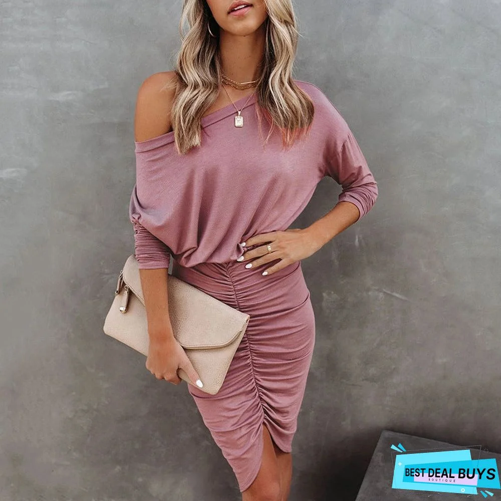 Autumn and Winter New Long-Sleeved Mid-Skirt Dress