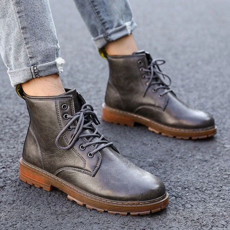 Men Shoes Autumn Winter Boots Retro Style Ankle Boots Lace Up Casual Boots High-top Shoes For Men Wear-resistant Zapatos Boots