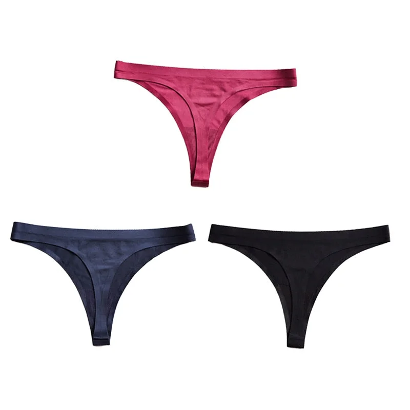 Sexy G-String Plus Size Thong Low Rise Panties Ice Silk Women's Underwear Lingerie Hot Seamless Intimates Underwear & Sleepwears