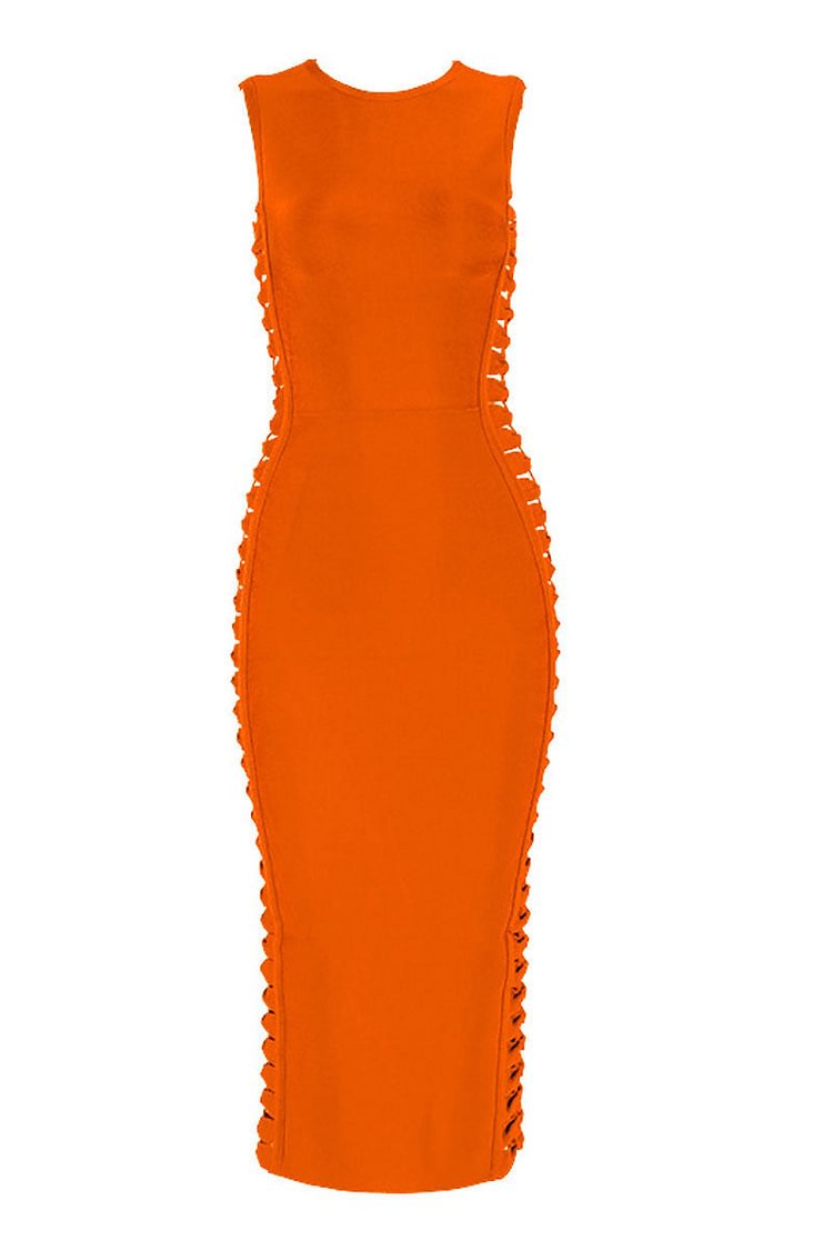Orange Sleeveless Cut Out Bandage Dress - Shop Trendy Women's Clothing | LoverChic